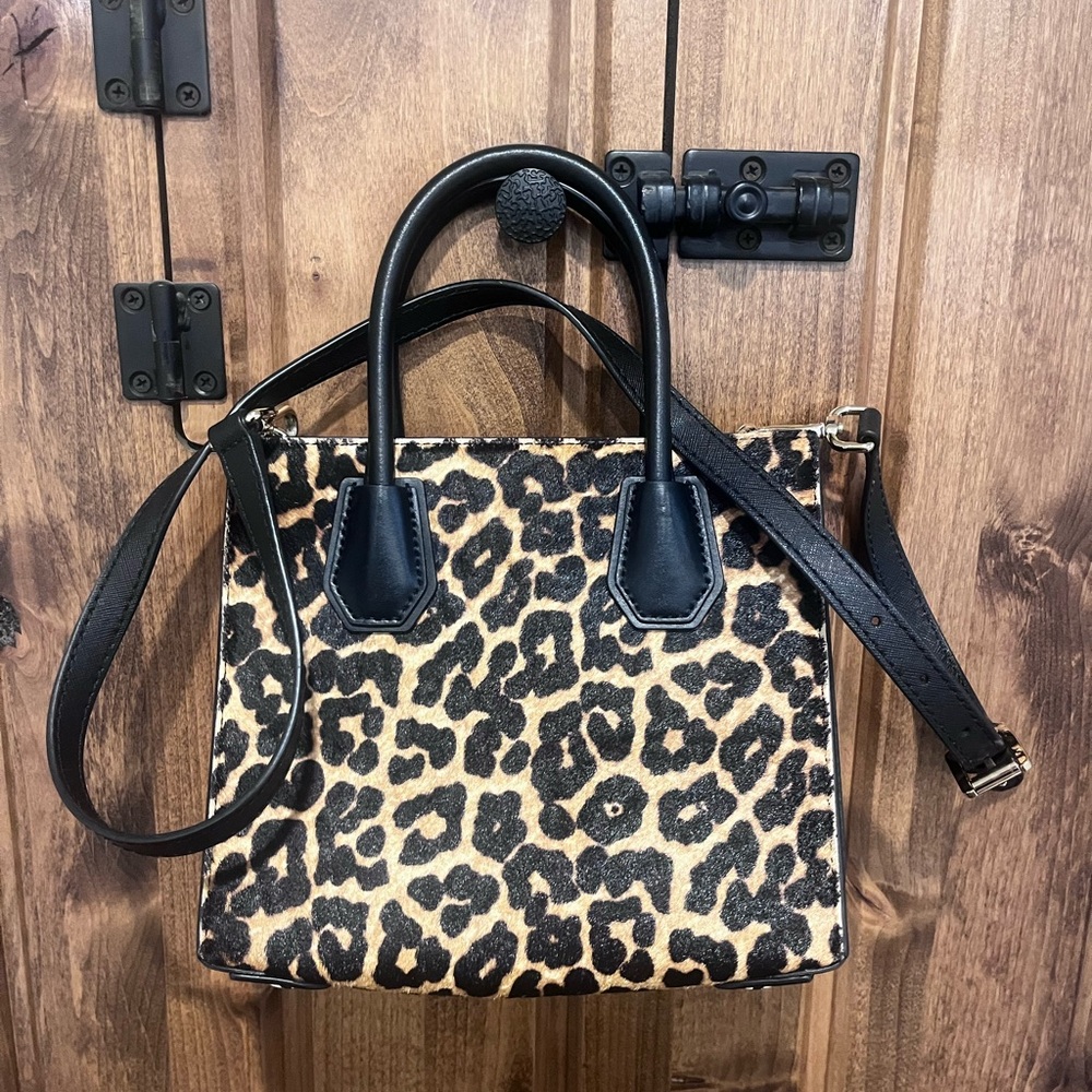 Michael Kors Leopard Print Purse with Black Accents
